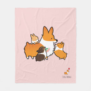 Corgi-Mama-und Welpen-Fleece-Decke Fleecedecke