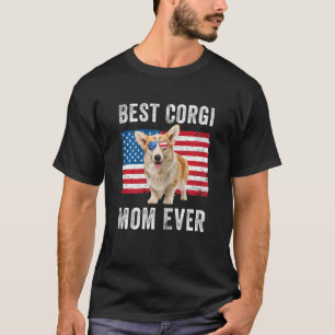 Corgi-Mama USA Amerikanische Flagge Hundebesitzeri T-Shirt