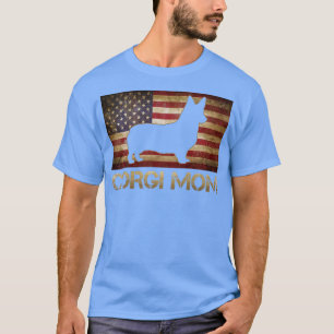 Corgi Mama Vintag American Flag Patriotic Dog Lieb T-Shirt