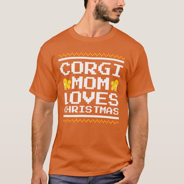 Corgi Mama Weihnachten Feierliche Hund Lover Gesch T-Shirt (Vorderseite)