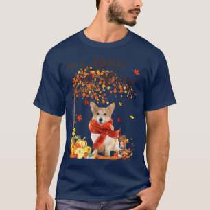 Corgi Maple Tree Erntedank Tag Niedlicher Hund Fal T-Shirt