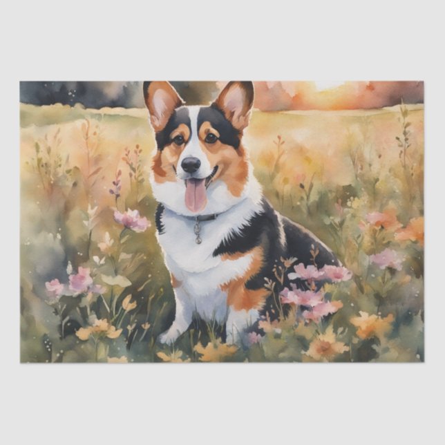 Corgi Meadow Magic: Ein blumenentzückendes Erlebni Seidenpapier (Vorderseite)