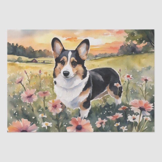 Corgi Meadow Magic: Ein blumenentzückendes Erlebni Seidenpapier (Vorderseite)
