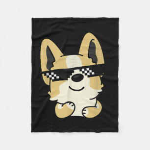 Corgi Meme Pixel Sonnenbrille Niedlicher Hund Fleecedecke