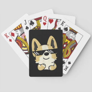 Corgi Meme Pixel Sonnenbrille Niedlicher Hund Spielkarten