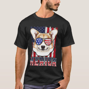 Corgi Merica 4. Juli Hund Patriotische Flagge T-Shirt