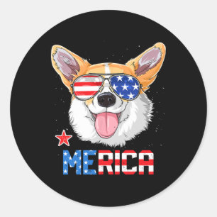Corgi Merica 4. Juli T Shirt Kids Boys Girls D Runder Aufkleber