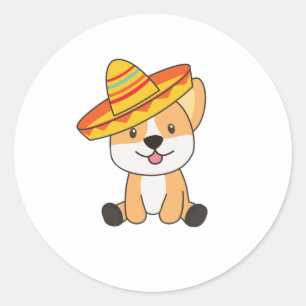 Corgi Mexico Sombrero Sweet Hunde für Kinder Runder Aufkleber