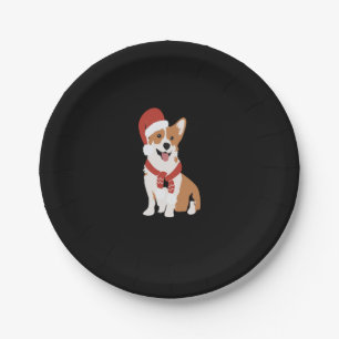 Corgi mit einer Weihnachtsmannmütze Pappteller