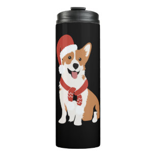 Corgi mit einer Weihnachtsmannmütze Thermosbecher