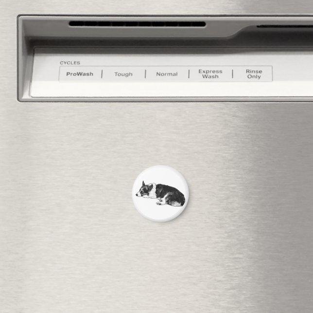 Corgi mit gefasstem Ausdruck Magnet (In Situ (Geschirrspüler))