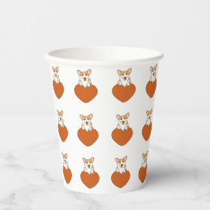 Corgi mit Herz Niedlich Pappbecher