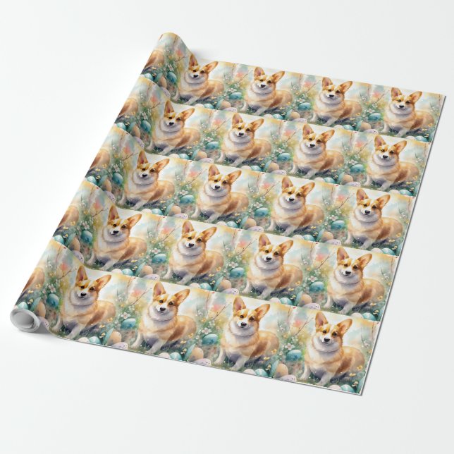 Corgi mit Ostereier Urlaub Geschenkpapier (Ungerollt)
