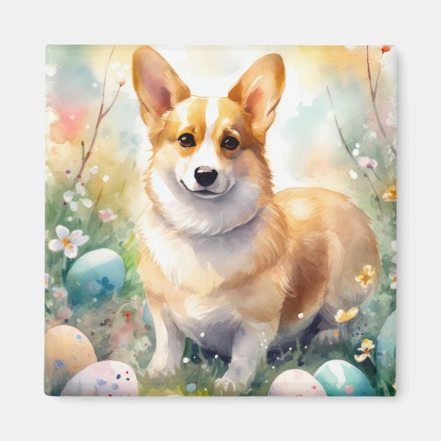 Corgi mit Ostereier Urlaub Magnet (Vorne)