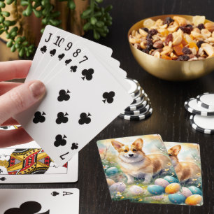 Corgi mit Ostereier Urlaub Spielkarten
