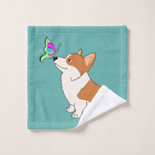 Corgi mit Schmetterling Waschlappen