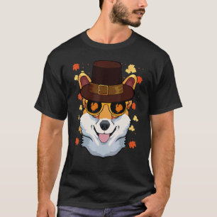 Corgi mit Sonnenbrille Thanksgiving Day Hund Pilge T-Shirt