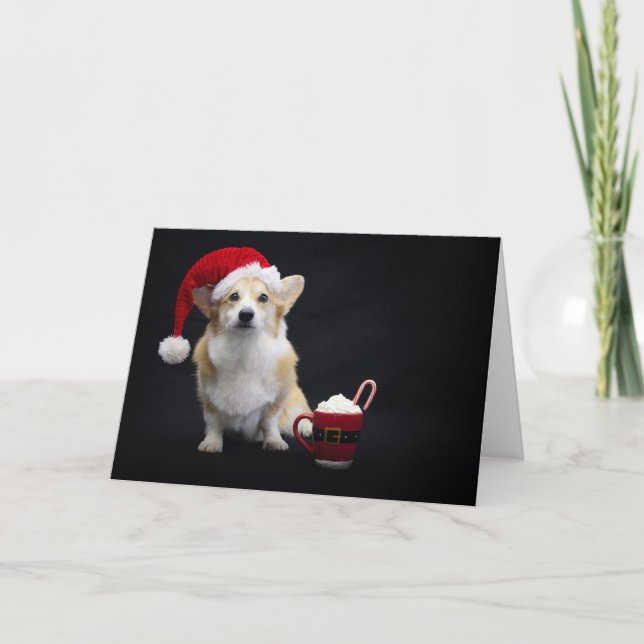 Corgi mit Weihnachtscreme und weich geschnittenem  Karte (Vorderseite)