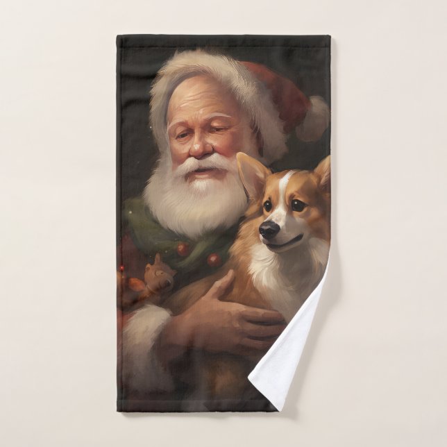 Corgi mit Weihnachtsfeiern Badhandtuch Set (Handtuch)