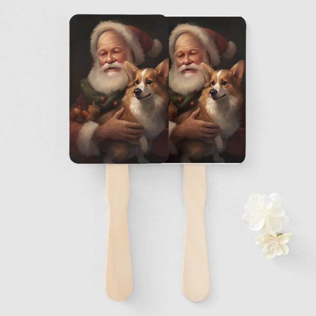 Corgi mit Weihnachtsfeiern Fächer (Vorne und Hinten)