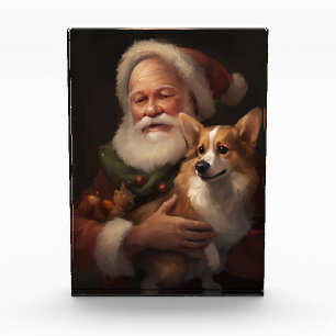 Corgi mit Weihnachtsfeiern Fotoblock