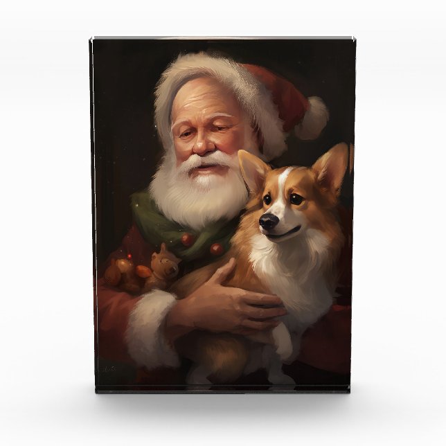 Corgi mit Weihnachtsfeiern Fotoblock (Vorderseite)