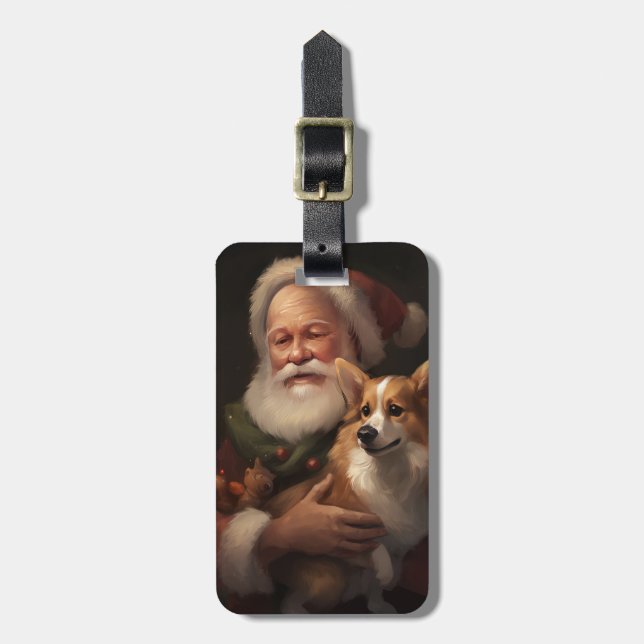 Corgi mit Weihnachtsfeiern Gepäckanhänger (Vorderseite vertikal)