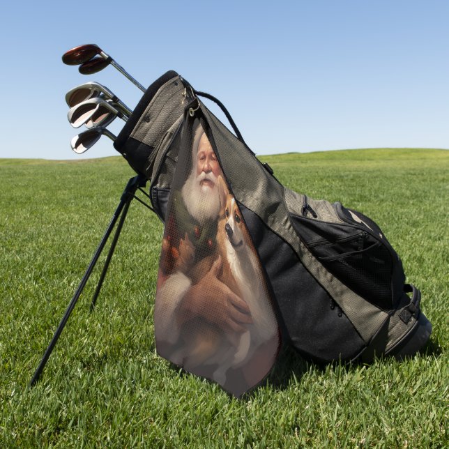 Corgi mit Weihnachtsfeiern Golfhandtuch (Gras)