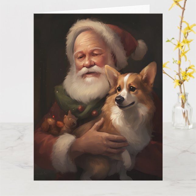 Corgi mit Weihnachtsfeiern Karte (Gelbe Blume)