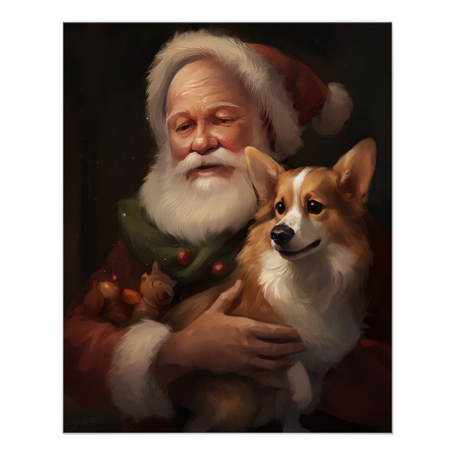 Corgi mit Weihnachtsfeiern Poster (Vorderseite)