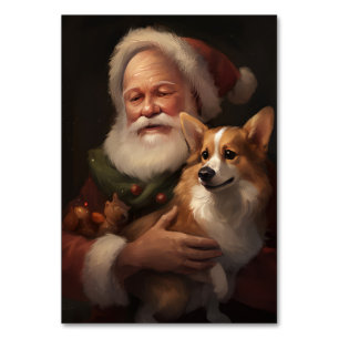 Corgi mit Weihnachtsfeiern Tischnummer