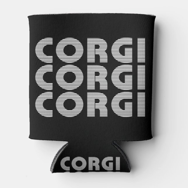 Corgi Modern White Text Dosenkühler (Vorderseite)