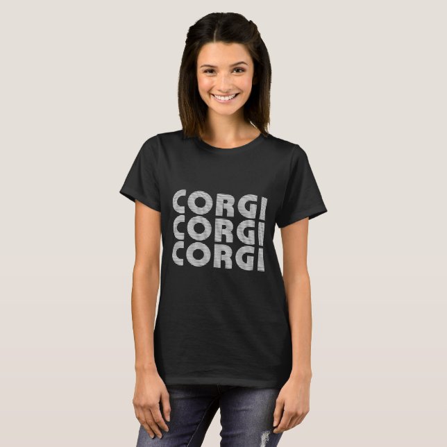 Corgi Modern White Text T-Shirt (Vorne ganz)