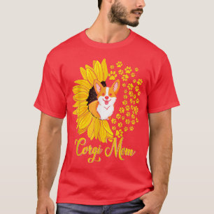 Corgi Mom Cute Corgi Dog Sunflower Happy Mother's T-Shirt