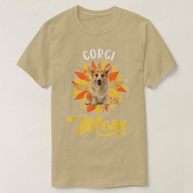 Corgi Mom Leopard Sunflower Dog Lover Happy Mother T-Shirt (Design vorne)