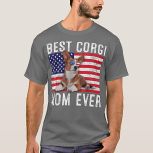 Corgi Mom USA American Flag Corgi Dog Lover Owner T-Shirt