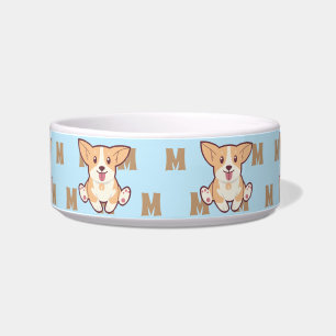 Corgi-Monogramm-Muster blau Tasse Napf