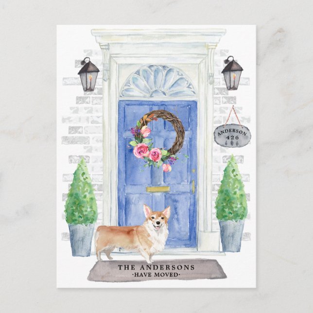 Corgi Moving Announction Postcard Postkarte (Vorderseite)