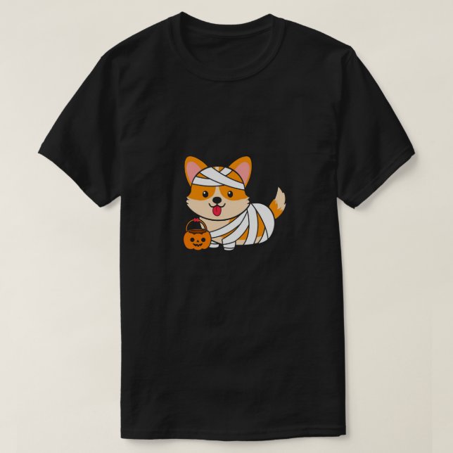 Corgi Mummy Halloween T-Shirt (Design vorne)