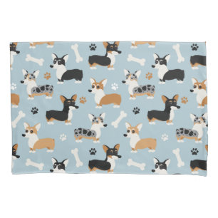 Corgi-Muster Blau Kissenbezug