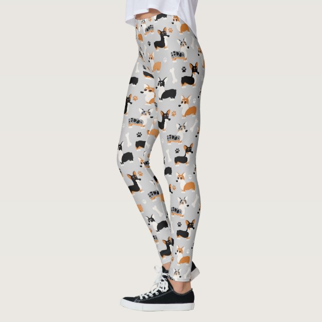 Corgi-Muster Grau Leggings (Links)