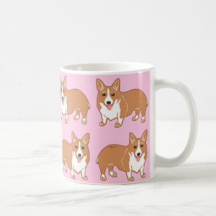 Corgi-Muster-hellrosa Tasse