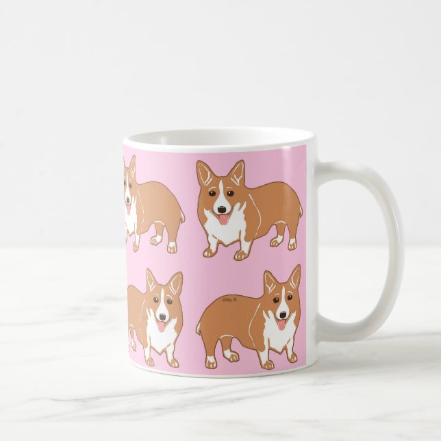 Corgi-Muster-hellrosa Tasse (Rechts)