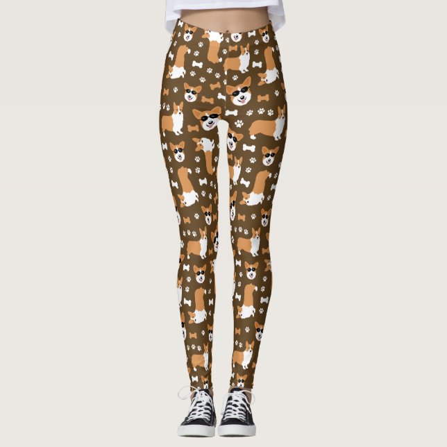 Corgi Muster Niedlich Welsh Pembroke Corgis Leggin Leggings (Vorderseite)