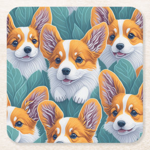 Corgi-Muster Rechteckiger Pappuntersetzer