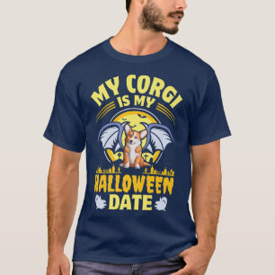 Corgi My Halloween Date Pumpkin Dog Owner Pet Anim T-Shirt