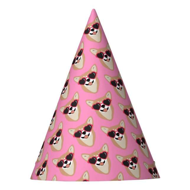 Corgi Niedlich Girly Partyhütchen (Vorderseite)