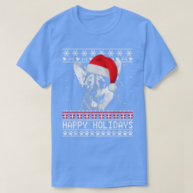 Corgi Niedlich Happy Holidays Weihnachtshund Lover T-Shirt (Design vorne)