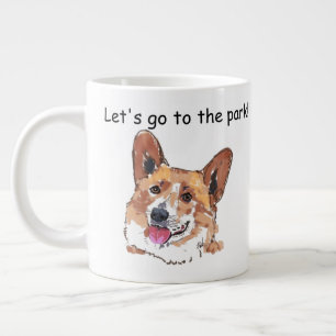 Corgi Niedlich Happy Lächeln Hund   Lass zum Park Jumbo-Tasse