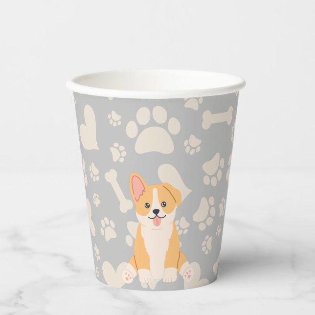 Corgi Niedlich Pappbecher (Vorderseite)